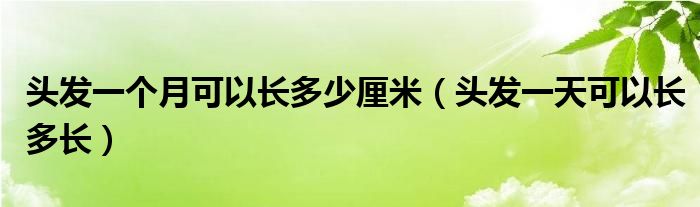 头发一个月可以长多少厘米【头发一天可以长多长】