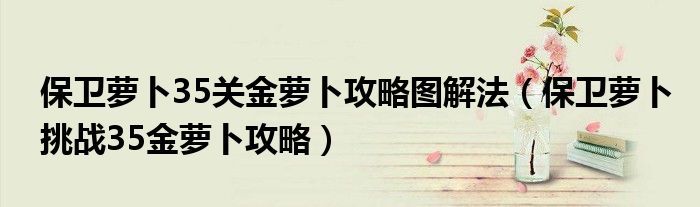 保卫萝卜35关金萝卜攻略图解法【保卫萝卜挑战35金萝卜攻略】