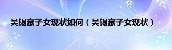 吴锡豪子女现状如何【吴锡豪子女现状】