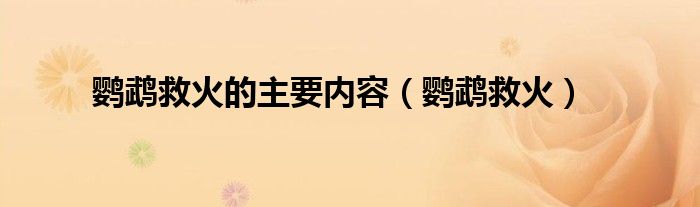 鹦鹉救火的主要内容【鹦鹉救火】