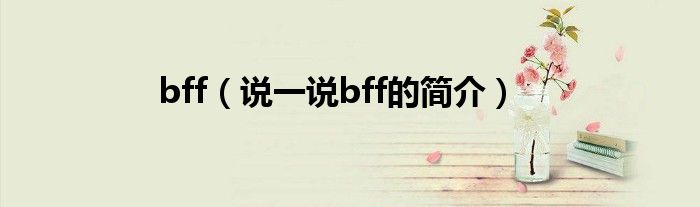 bff【说一说bff的简介】