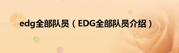 edg全部队员【EDG全部队员介绍】