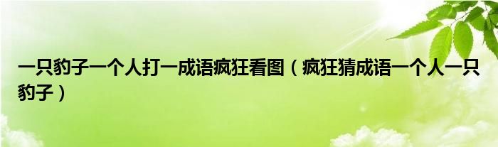 一只豹子一个人打一成语疯狂看图【疯狂猜成语一个人一只豹子】