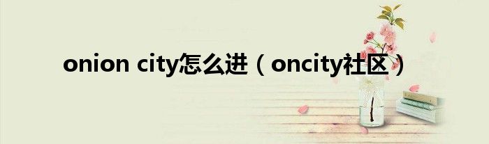 onion city怎么进【oncity社区】