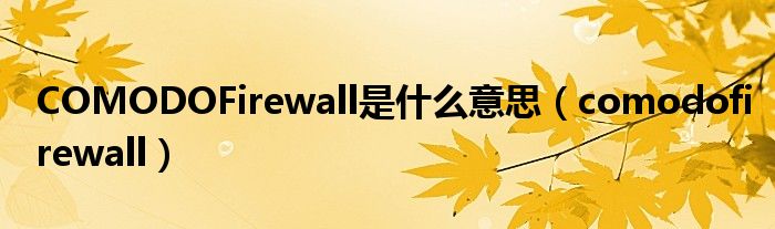 COMODOFirewall是什么意思【comodofirewall】