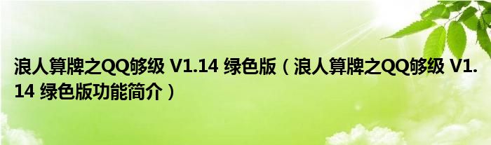 浪人算牌之QQ够级 V1.14 绿色版【浪人算牌之QQ够级 V1.14 绿色版功能简介】