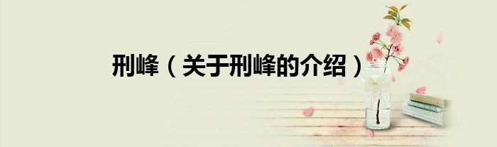 刑峰【关于刑峰的介绍】