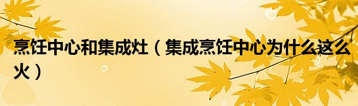 烹饪中心和集成灶【集成烹饪中心为什么这么火】