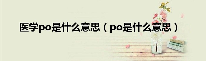 医学po是什么意思【po是什么意思】