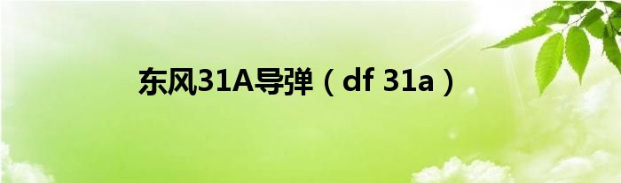 东风31A导弹【df 31a】