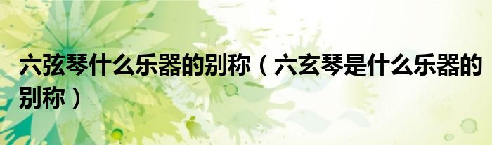 六弦琴什么乐器的别称【六玄琴是什么乐器的别称】
