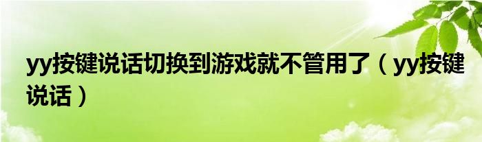 yy按键说话切换到游戏就不管用了【yy按键说话】