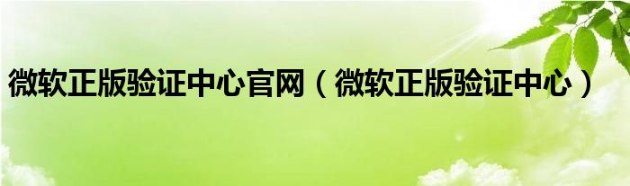 微软正版验证中心官网【微软正版验证中心】