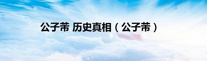 公子芾 历史真相【公子芾】