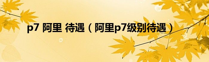p7 阿里 待遇【阿里p7级别待遇】