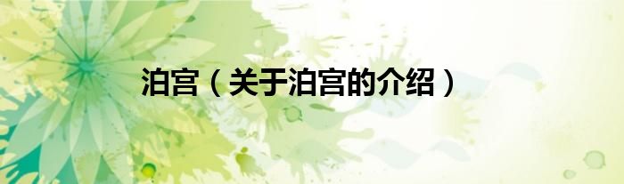 泊宫【关于泊宫的介绍】