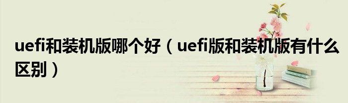 uefi和装机版哪个好【uefi版和装机版有什么区别】