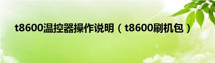 t8600温控器操作说明【t8600刷机包】