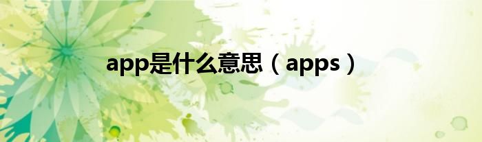 app是什么意思【apps】