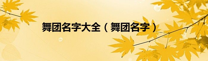 舞团名字大全【舞团名字】