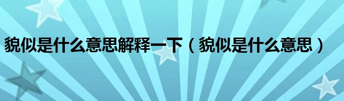 貌似是什么意思解释一下【貌似是什么意思】