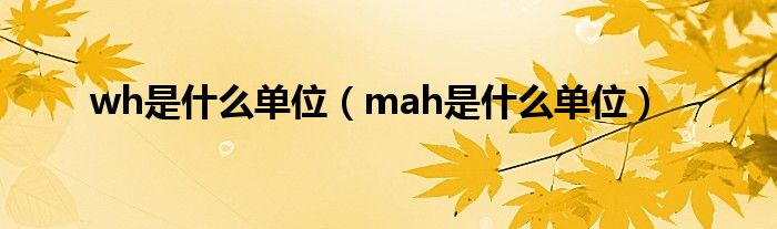 wh是什么单位【mah是什么单位】