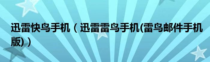 迅雷快鸟手机【迅雷雷鸟手机(雷鸟邮件手机版)】