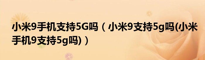 小米9手机支持5G吗【小米9支持5g吗(小米手机9支持5g吗)】