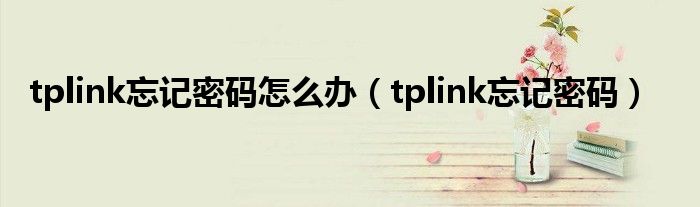 tplink忘记密码怎么办【tplink忘记密码】