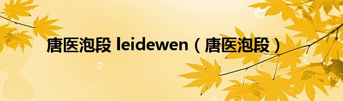 唐医泡段 leidewen【唐医泡段】