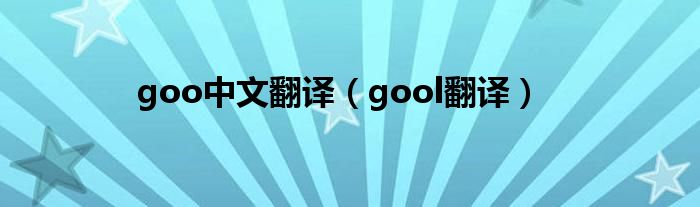 goo中文翻译【gool翻译】