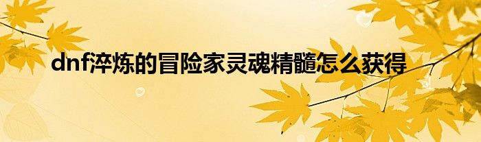 dnf淬炼的冒险家灵魂精髓怎么获得