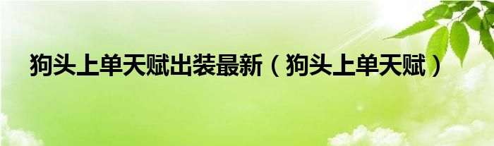 狗头上单天赋出装最新【狗头上单天赋】