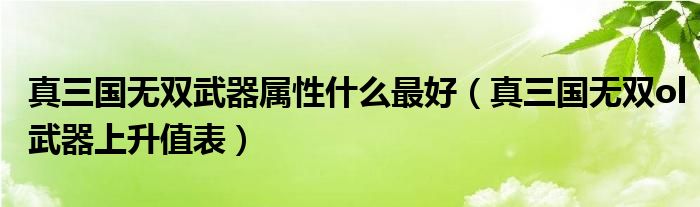 真三国无双武器属性什么最好【真三国无双ol武器上升值表】