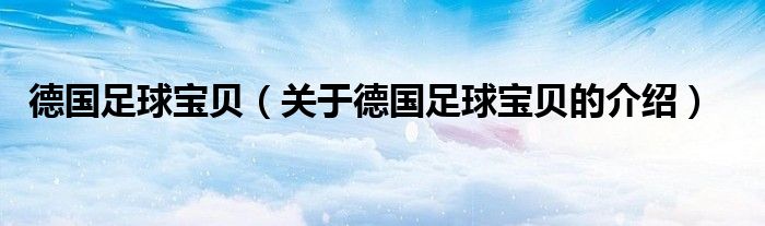 德国足球宝贝【关于德国足球宝贝的介绍】