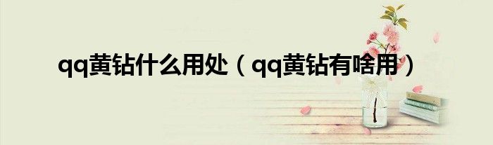 qq黄钻什么用处【qq黄钻有啥用】