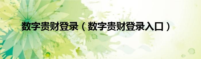 数字贵财登录【数字贵财登录入口】