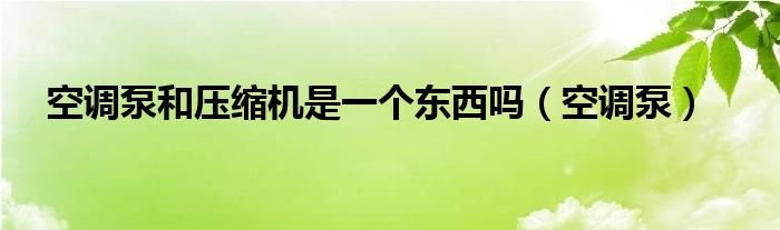 空调泵和压缩机是一个东西吗【空调泵】