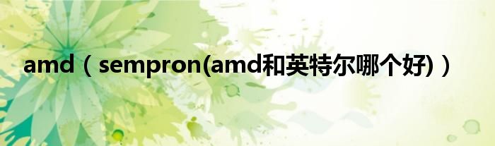 amd【sempron(amd和英特尔哪个好)】