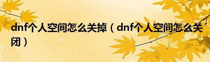 dnf个人空间怎么关掉【dnf个人空间怎么关闭】