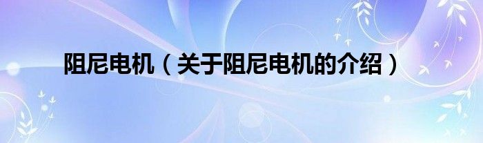 阻尼电机【关于阻尼电机的介绍】