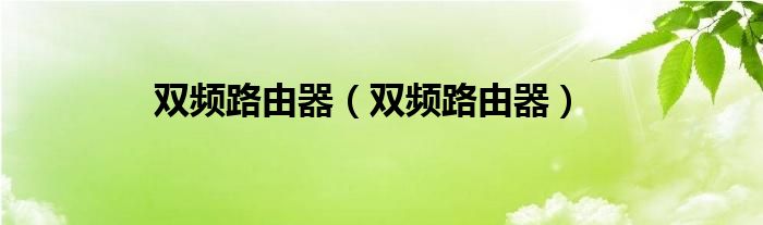 双频路由器【双频路由器】