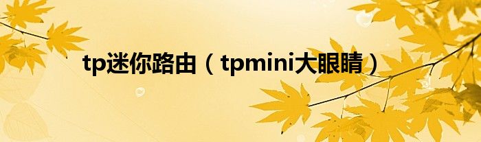 tp迷你路由【tpmini大眼睛】