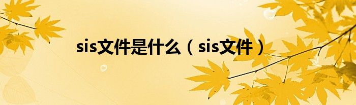 sis文件是什么【sis文件】