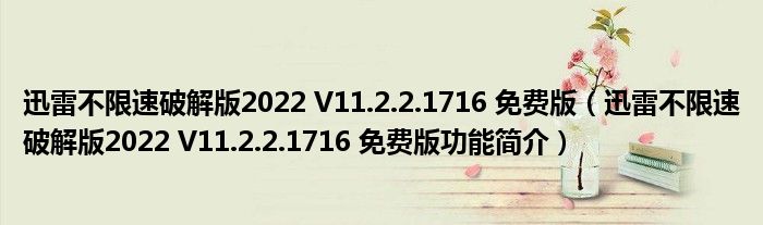 迅雷不限速破解版2022 V11.2.2.1716 免费版【迅雷不限速破解版2022 V11.2.2.1716 免费版功能简介】