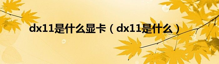 dx11是什么显卡【dx11是什么】