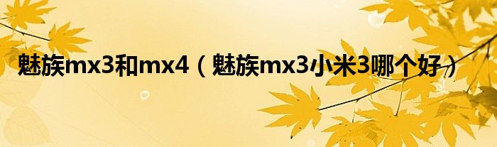 魅族mx3和mx4【魅族mx3小米3哪个好】