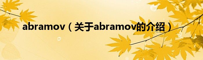 abramov【关于abramov的介绍】