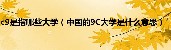 c9是指哪些大学【中国的9C大学是什么意思】