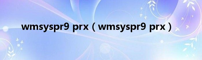 wmsyspr9 prx【wmsyspr9 prx】